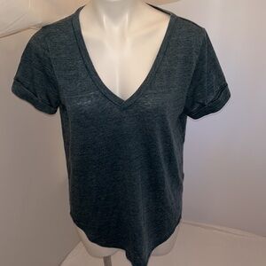 Chaser green v-neck distressed heather soft short sleeve t-shirt L